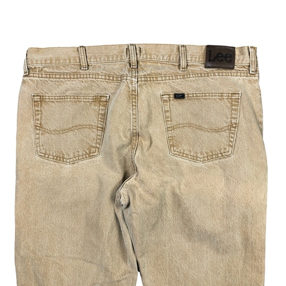 Lee Vintage Regular Fit Medium Wash Brown Tan Denim Jeans Mens 42x32 - Picture 5 of 7